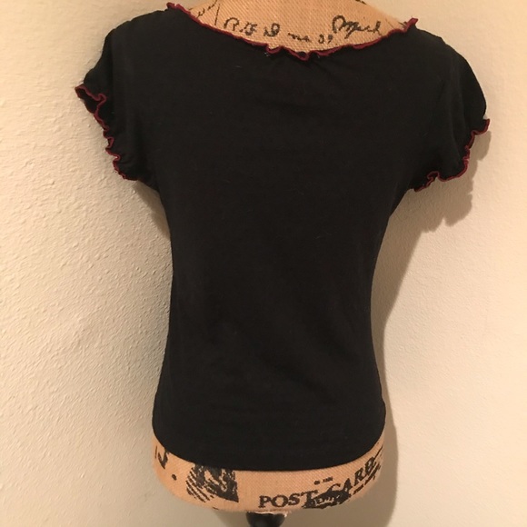 Xhilaration Short Sleeve Black and White Embroidered Top-M - Picture 8 of 16